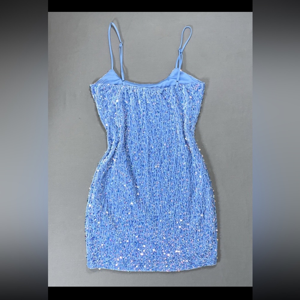 Lucy In The Sky Iridescent Sequin Bodycon Dress Baby Blue Home Coming Dress Sz M - Picture 7 of 14